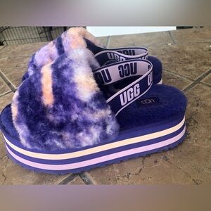 UGG Marble Disco Sheepskin Slides in Violet Night Retro style Platforms